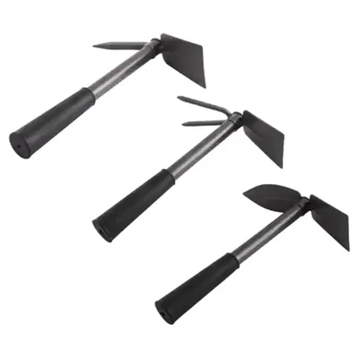 Hoe Trowel with Single Prong & Double Prong, 12 inch Handle, Garden Tool Kit